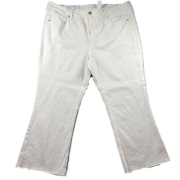 H&M &Denim Women Jeans NWT White Flare Leg Crop Length Frayed Hem Size 20 G230 - Picture 1 of 12